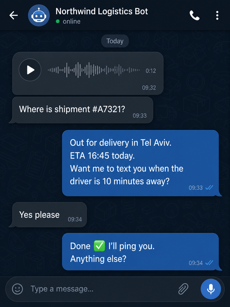 Logistics — voice + tracking